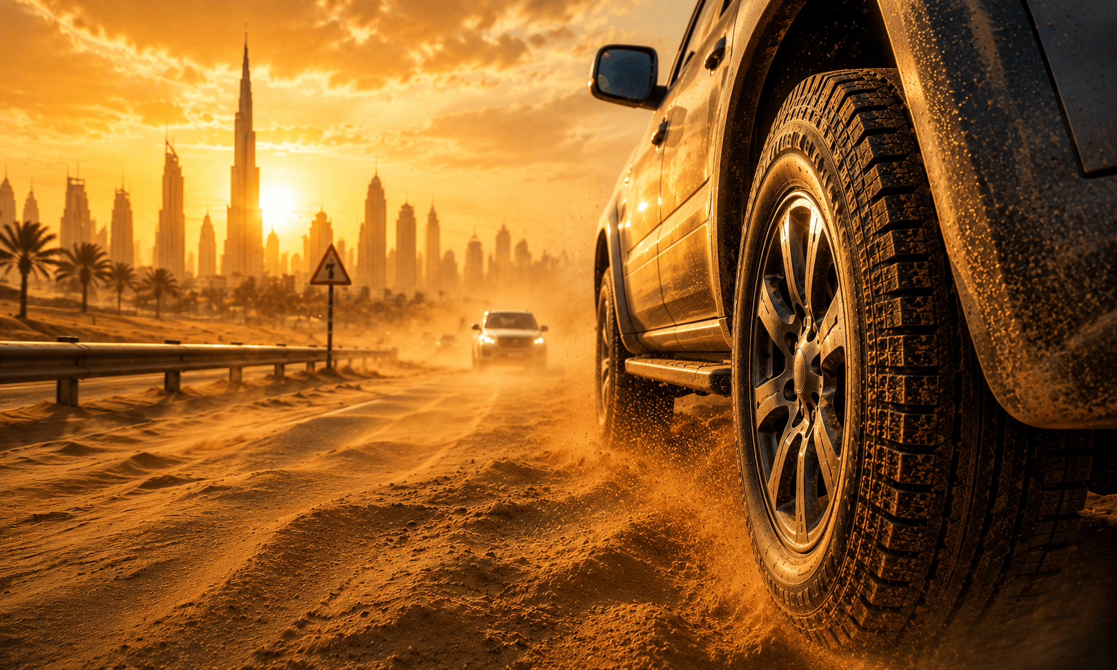 UAE Sandstorms & Your Tyres Pressure, Vision, and Safety Tips