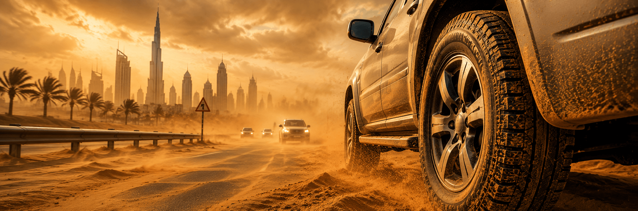 UAE Sandstorms & Your Tyres Pressure, Vision, and Safety Tips